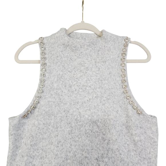 House of Harlow Womens Rhinestone Sleeveless Mock Neck Sweater Large Wool Blend - Picture 2 of 10